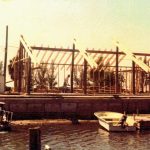 an old picture of a marina