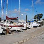 a sailboat dry docked